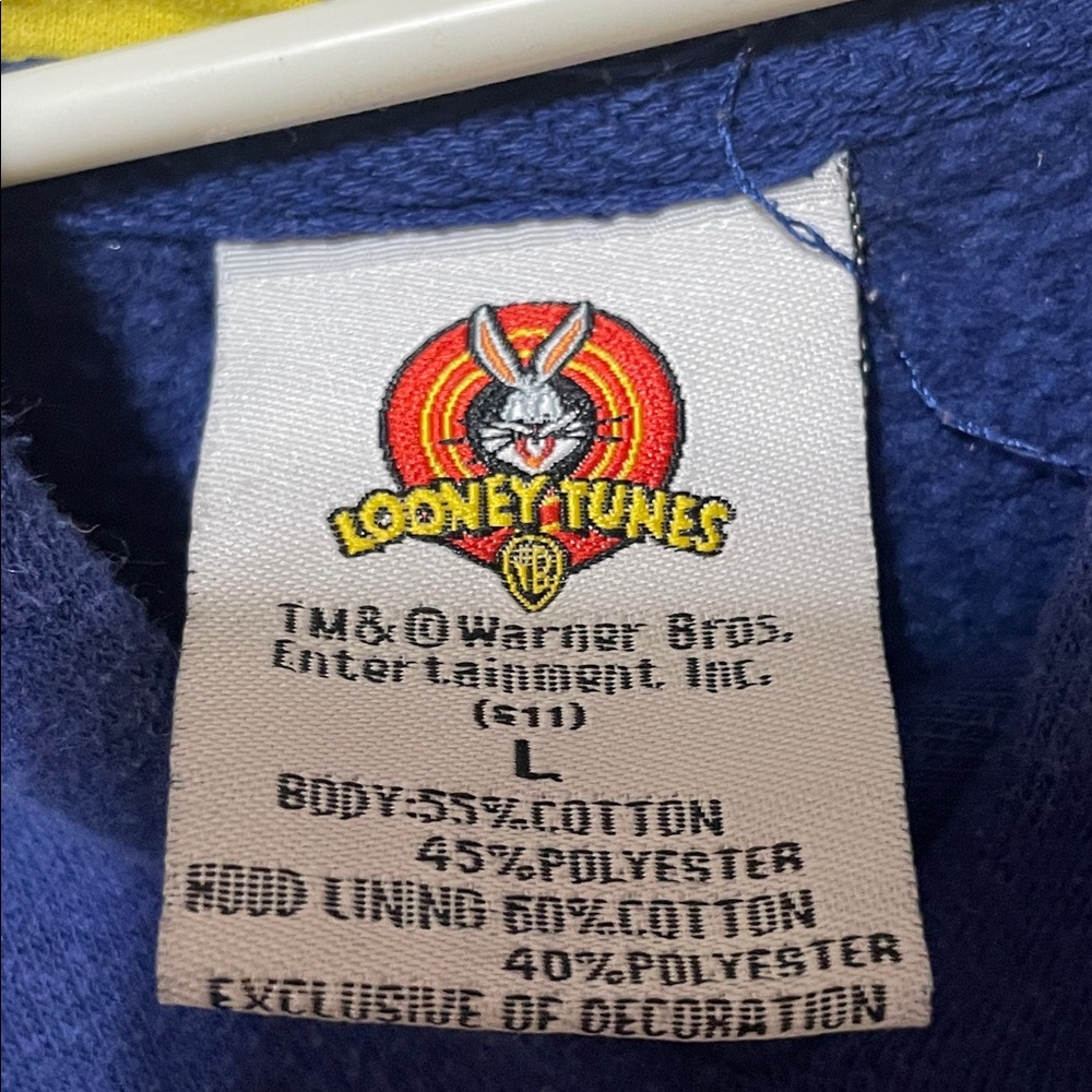 Looney Tunes Kids Blue And Yellow "World's Best Hunter" Hoodie. Size L. - Picture 2 of 8